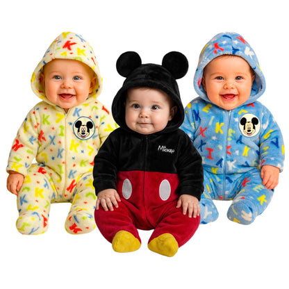 Kit 3 Mamelucos Disney para Bebé Bordado Mickey Mouse