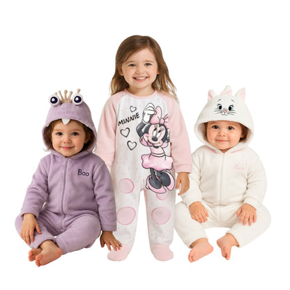 Kit 3 Mamelucos Disney para Niña con Gorro Bordado Boo, Minnie, Marie