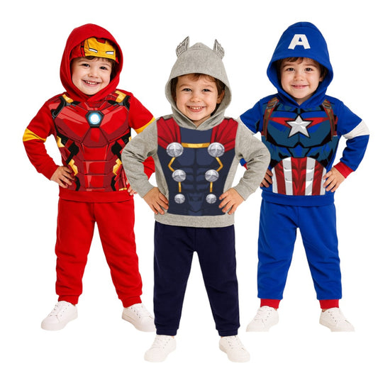 Kit 3 Conjuntos Pants Marvel para Niño Ironman, Thor, Capitán América