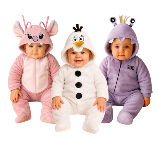 Kit 3 Mamelucos Disney para Bebé con Gorro Bordado  Boo, Olaf, Ángel