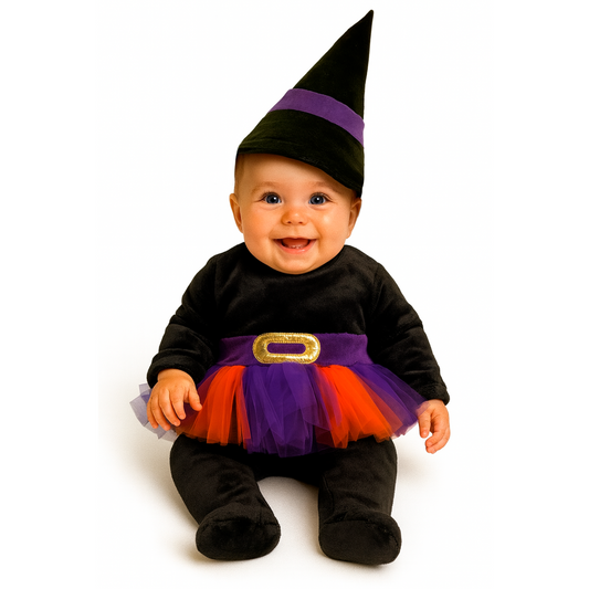 Mameluco Bordado Con Gorro Kiss Halloween Brujita Morada