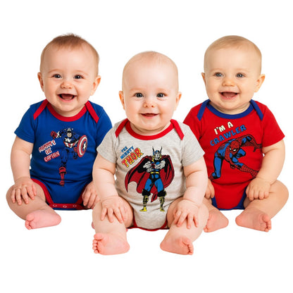 Kit 3 Pañalero Algodón Marvel para Bebé Estampado Capitán América, Thor, Spiderman