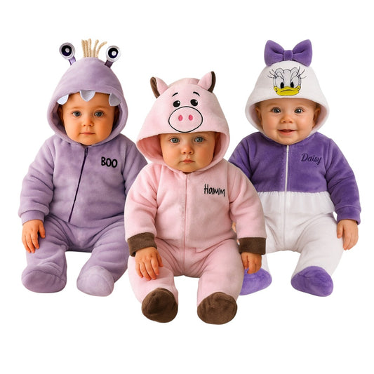 Kit 3 Mamelucos Disney para Bebé con Gorro Bordado Boo, Hamm, Daisy