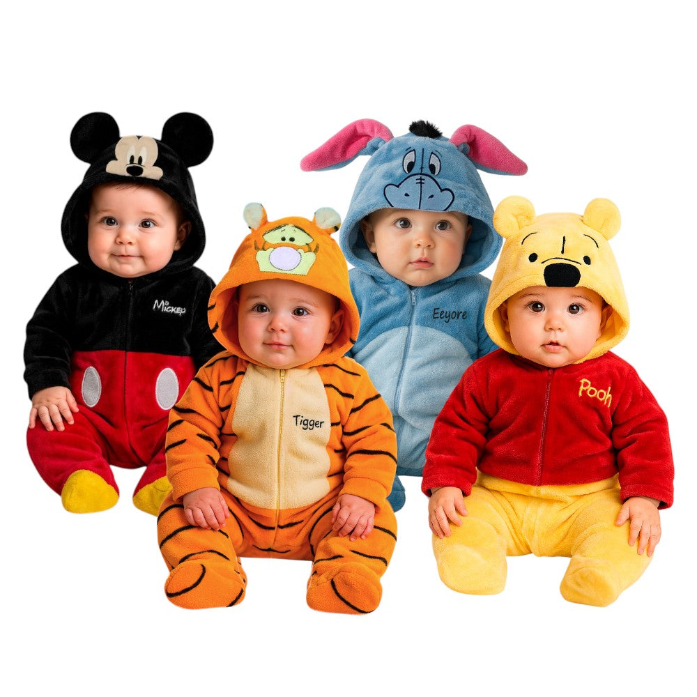 Kit 4 Mamelucos Disney Mickey, Eeyore, Winnie Pooh, Tigger
