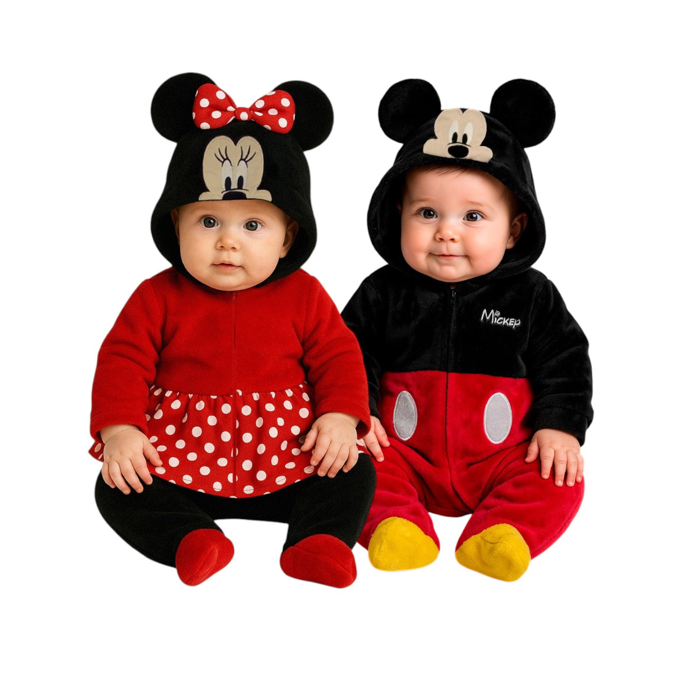Kit 2 Mamelucos Disney para Bebé con Gorro Bordado Mickey & Minnie