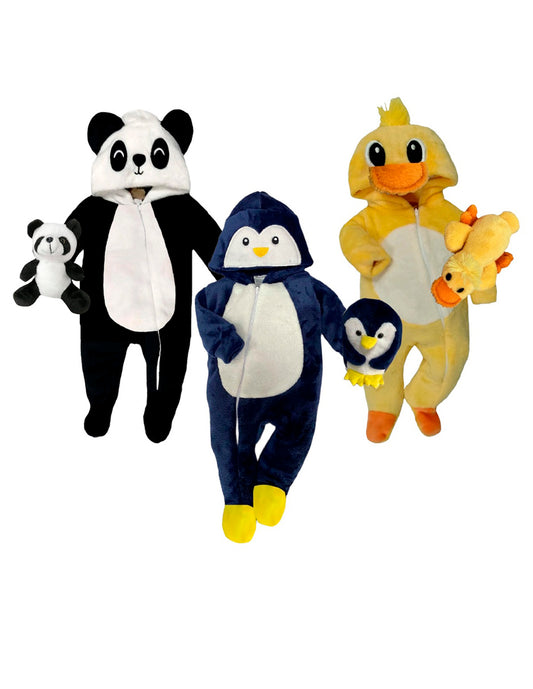 Kit 3 Mamelucos Para Bebé Panda, Pingüino, Pato