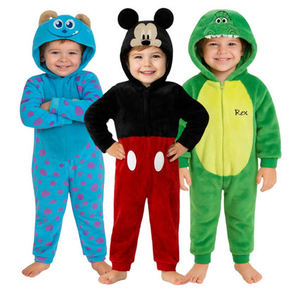 Kit 3 Mamelucos Con Gorro Niño Mickey Mouse, Rex, Sulley