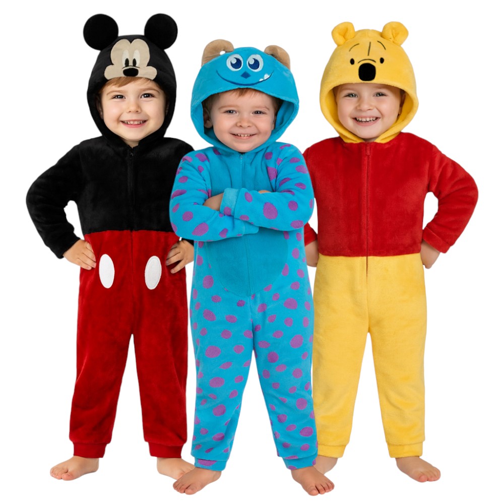 Kit 3 Mamelucos Con Gorro Niño Sulley, Mickey, Pooh