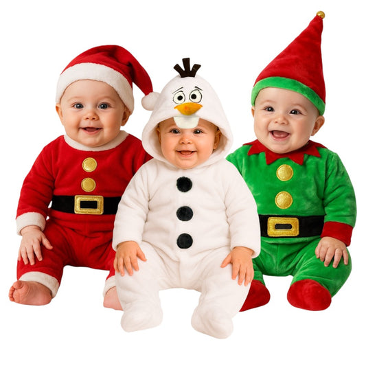 Kit 3 Mamelucos Navidad Santa Claus, Muñeco De Nieve, Duende
