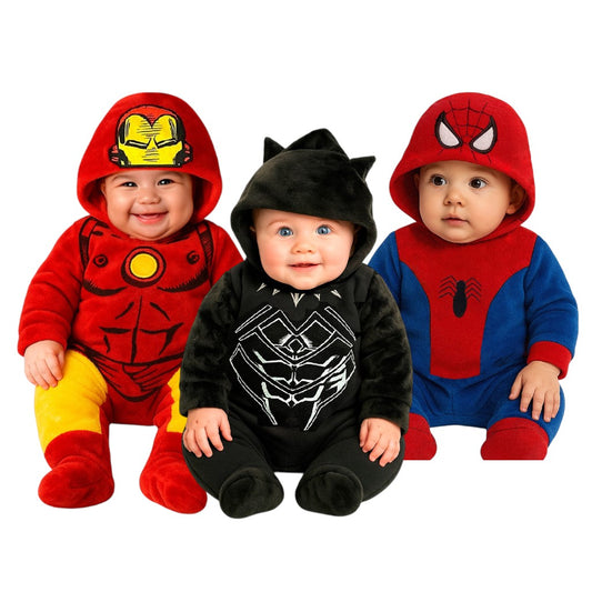 Kit 3 Mamelucos Marvel Spiderman, Black Panter, Ironman