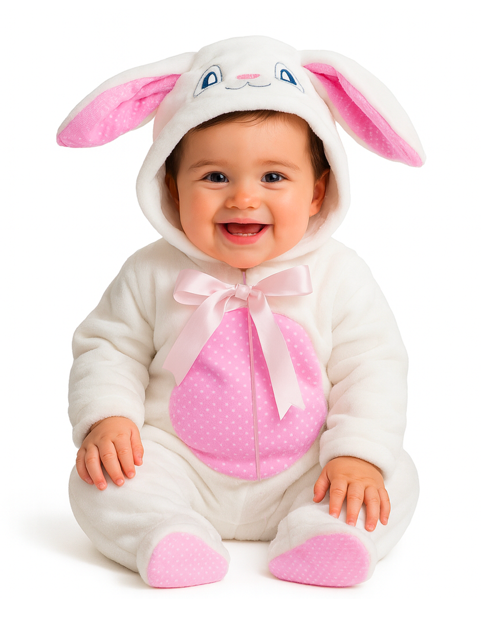 Kit 3 Mamelucos Kiss para Bebé con Gorro Bordado Borrega, Canguro, Coneja