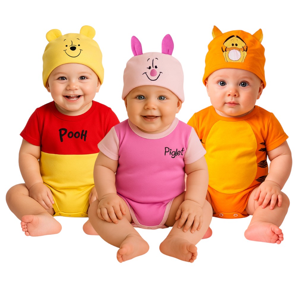 Kit Pañaleros Algodón Disney Pooh, Piglet, Tigger Premium