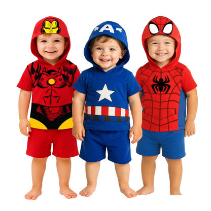 Kit 3 Conjuntos Marvel Capitán América, Iron Man, Spiderman