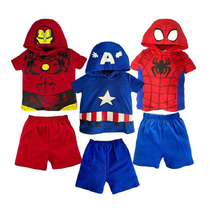 Kit 3 Conjuntos Marvel Capitán América, Iron Man, Spiderman