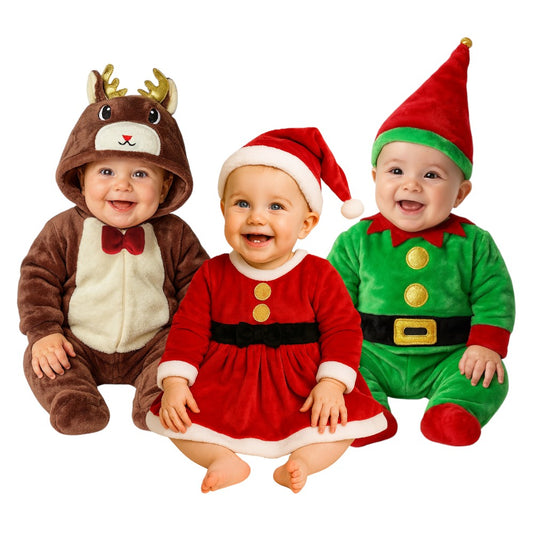 Kit 3 Mamelucos Navidad Santa Claus, Reno, Duende