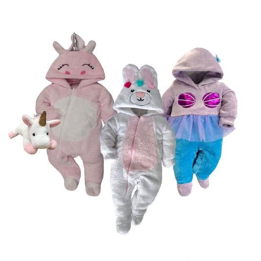 Kit 3 Mamelucos Para Bebé Unicornio, Coneja Sirena