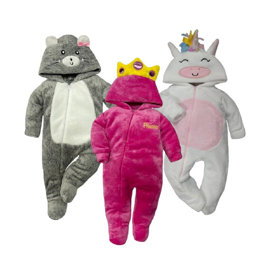 Kit 3 Mamelucos Para Bebé Princess, Ratoncita, Unicornio