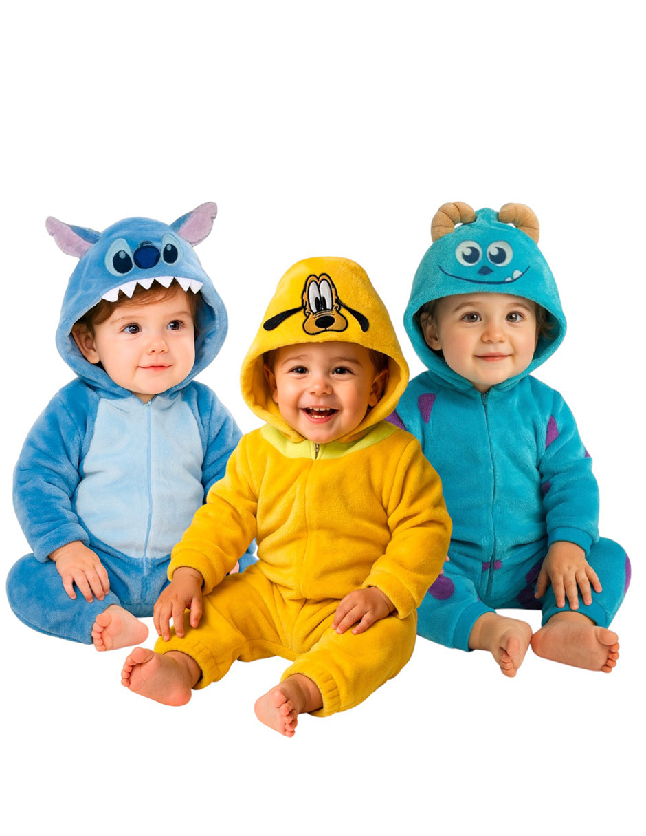 Kit 3 Mamelucos Para Niño Stitch, Pluto y Sully