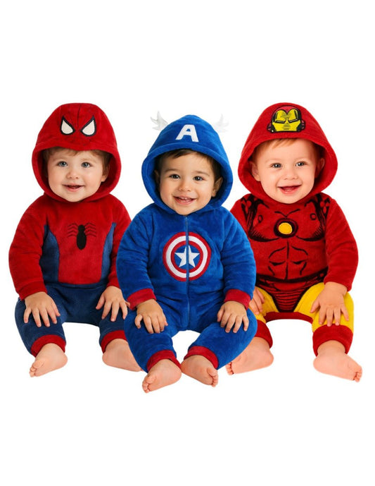Kit 3 Mamelucos Para Niño Spiderman, Capitan America y Ironman