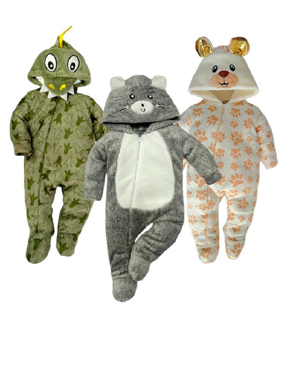 Kit 3 Mamelucos Para Bebé Cocodrilo, Ratón y Osito
