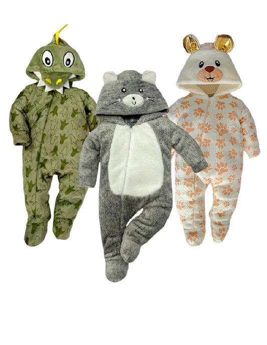 Kit 3 Mamelucos Para Bebé Cocodrilo, Ratón y Osito