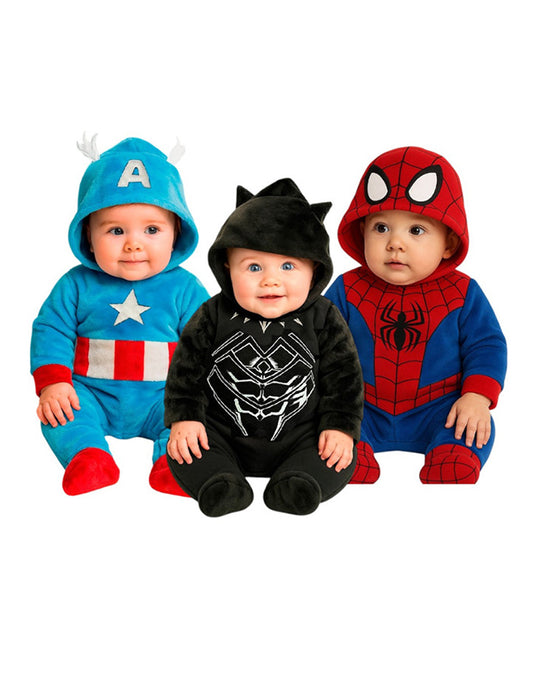 Kit 3 Mamelucos Para Bebé Marvel Capitan America, Black Panther y Spiderman