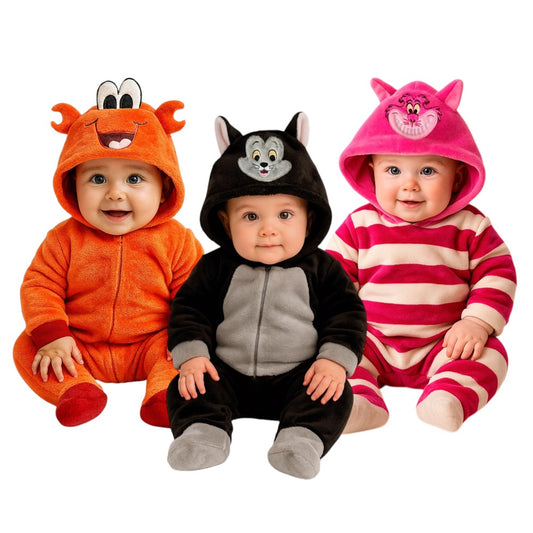 Kit 3 Mamelucos Para Bebé Disney Sebastián, Fígaro y Cheshire