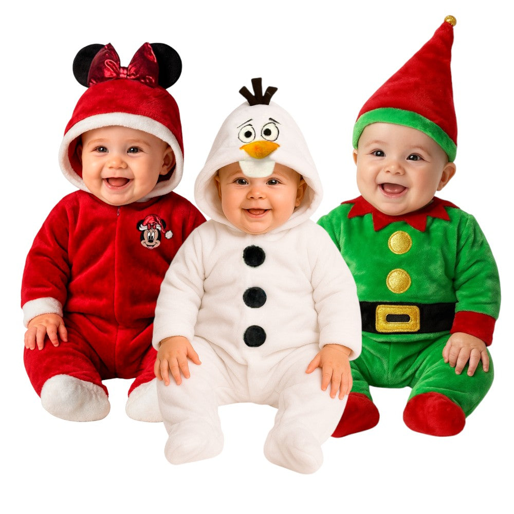 Kit 3 Mamelucos Navidad Minnie Santa, Olaf, Duende