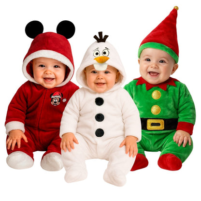 Kit 3 Mamelucos Navidad Mickey Santa, Olaf, Duende