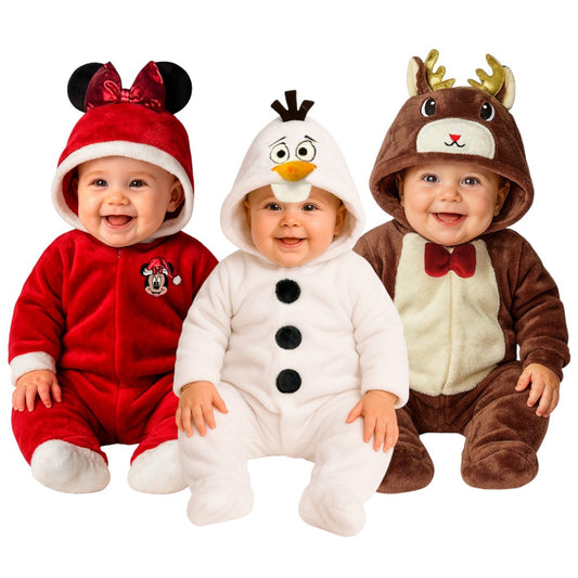 Kit 3 Mamelucos Navidad Minnie Santa, Olaf, Reno