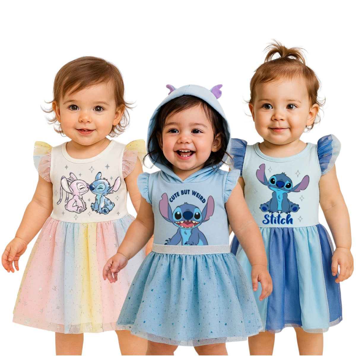 Kit 3 Vestidos Disney para Niña Stitch