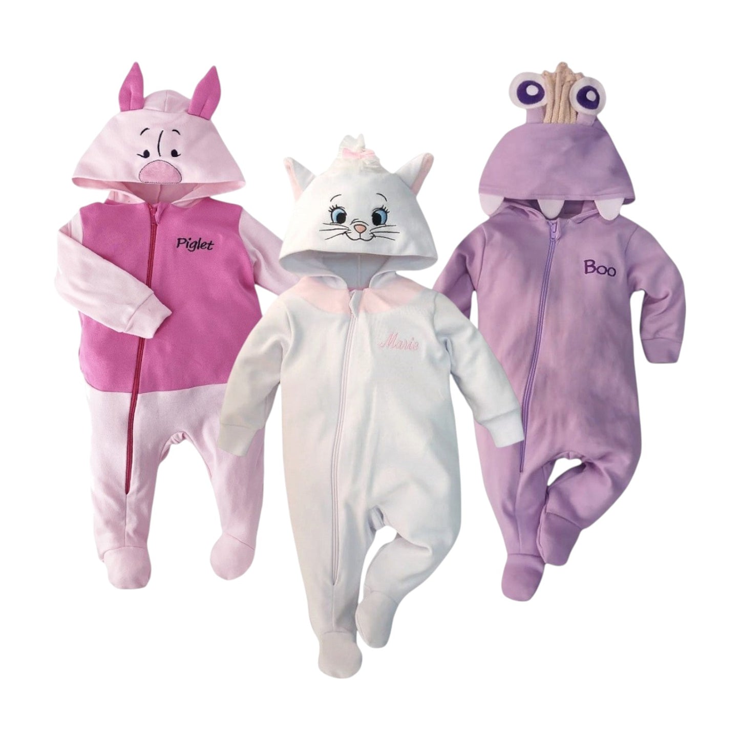 Kit 3 Mamelucos Algodón Disney Piglet, Marie, Boo