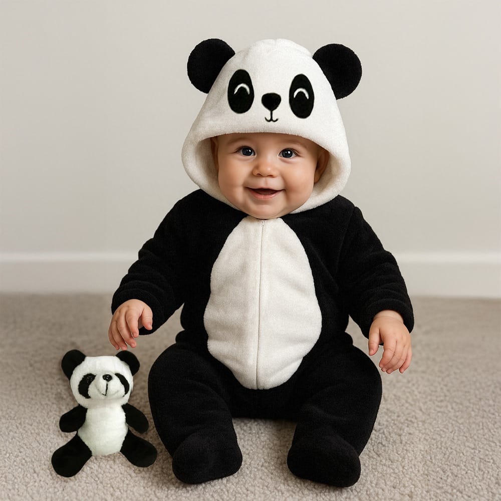 Mameluco Con Gorro Bordado Panda