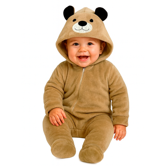 Mameluco Kiss para Bebé con Gorro Bordado Oso Café