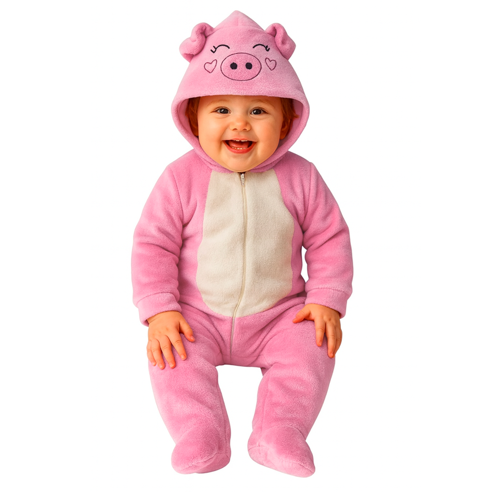 Mameluco Kiss para Bebé con Gorro Bordado Cerdita