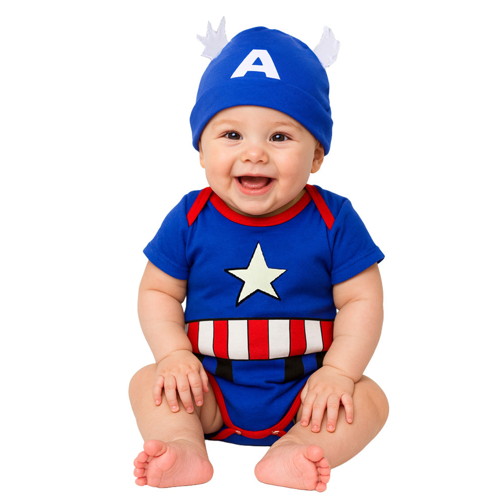 Pañalero Algodón Marvel para Bebé con Gorro Estampado Capitán América