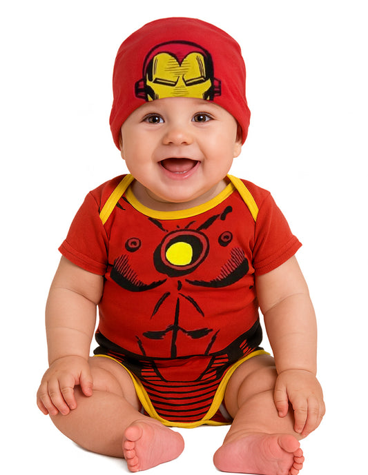 Pañalero Algodón Marvel para Bebé con Gorro Estampado Ironman
