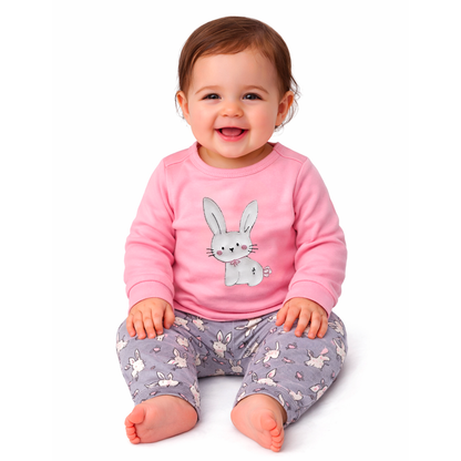 Conjunto Pantalón Estampado Y Sudadera Bordada Conejita