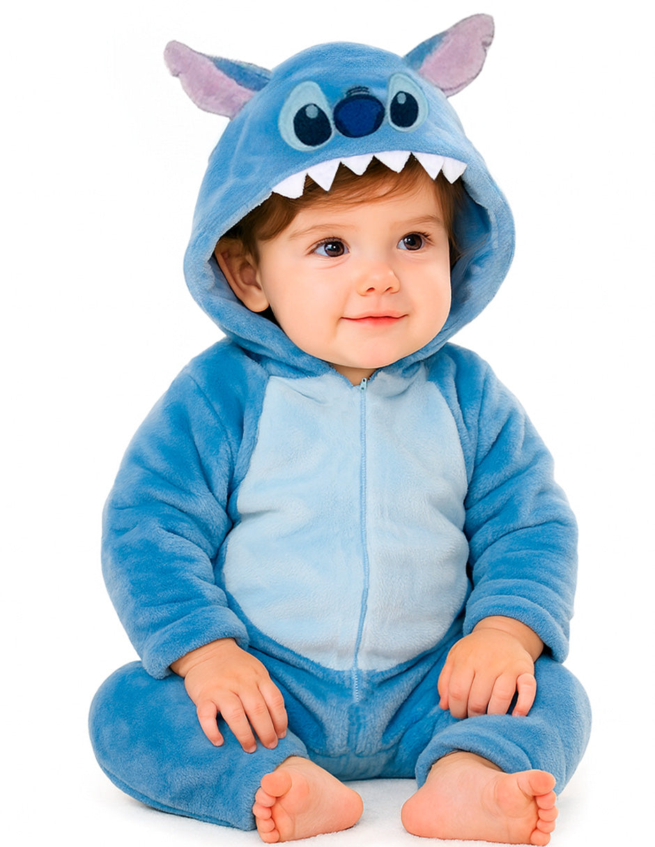 Kit 3 Mamelucos Disney para Niño con Gorro Bordado Stitch, Mickey, Sulley