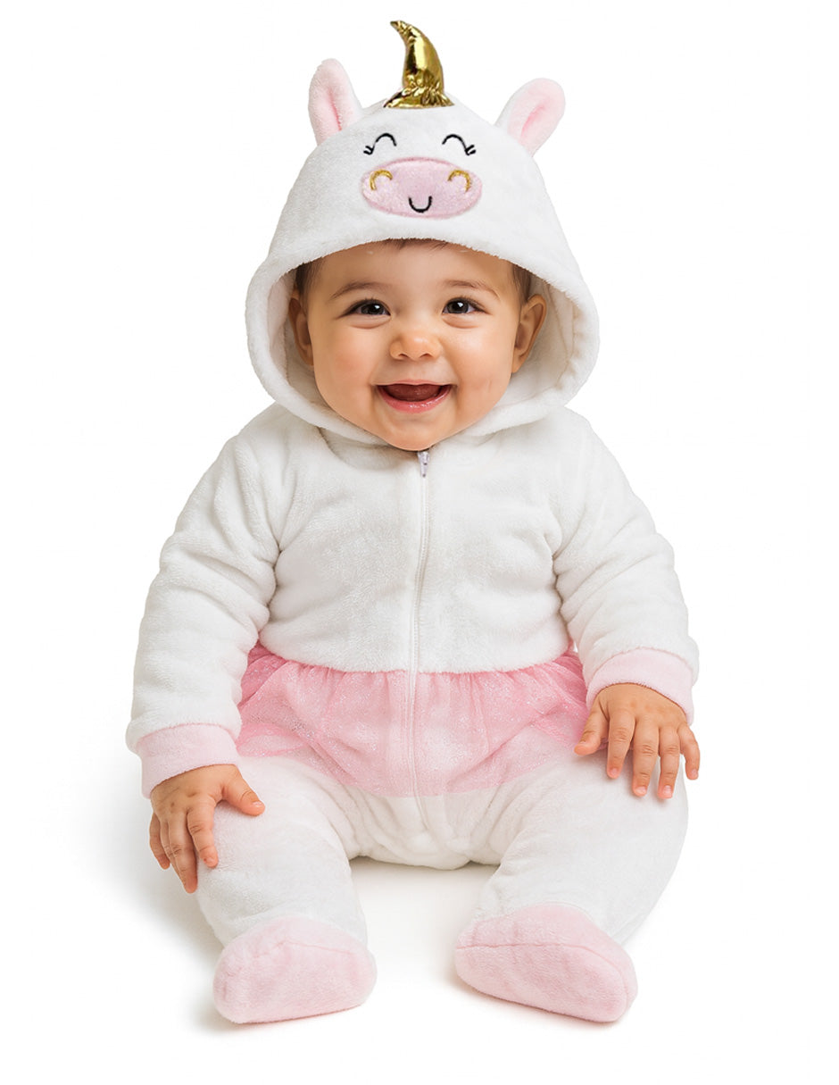 Mameluco Con Gorro Bordado Unicornio Rosa