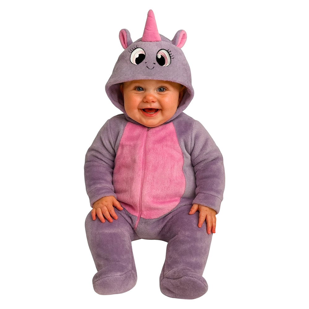 Mameluco Kiss para Bebé con Gorro Bordado Unicornio Lila