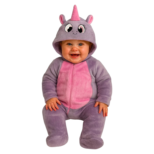 Mameluco Kiss para Bebé con Gorro Bordado Unicornio Lila