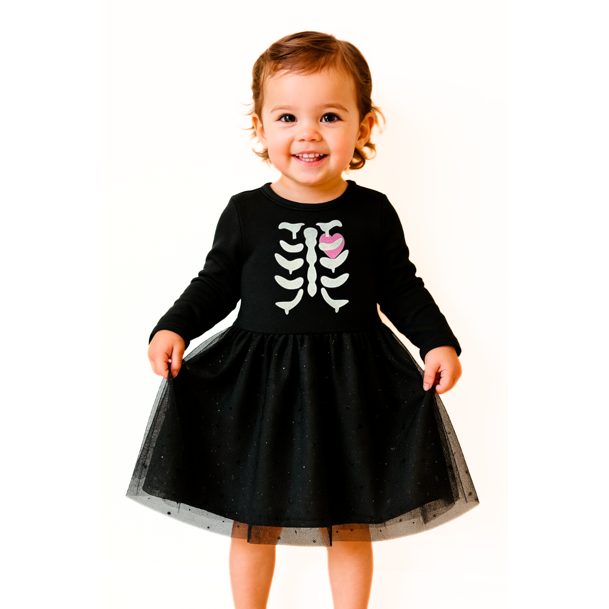 Vestido manga larga con sublimando enfrente Kiss Esqueleto