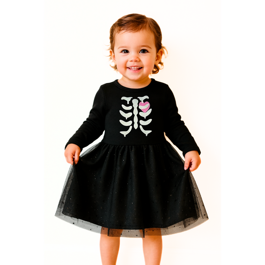 Vestido manga larga con sublimando enfrente Kiss Esqueleto