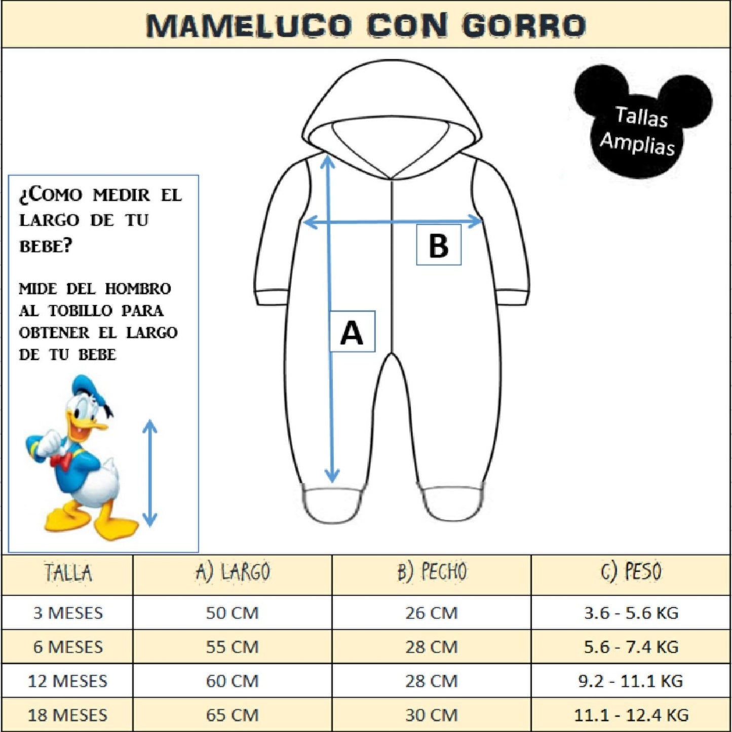 Kit 3 Mamelucos Disney para Bebé con Gorro Bordado Toy Story Buzz , Bunny y Ducky