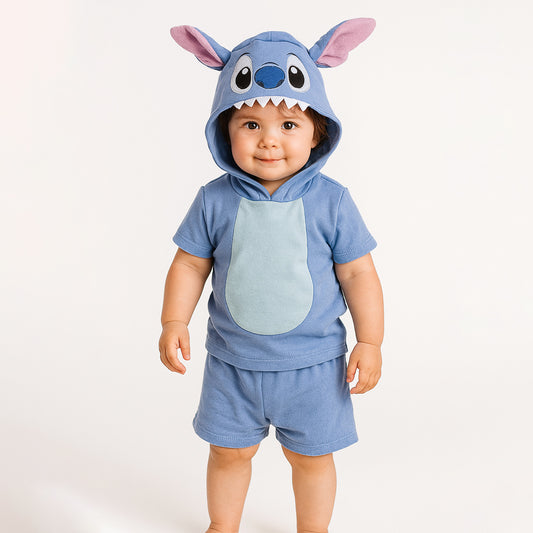 Conjunto Algodón Short Y Playera Stitch Disney