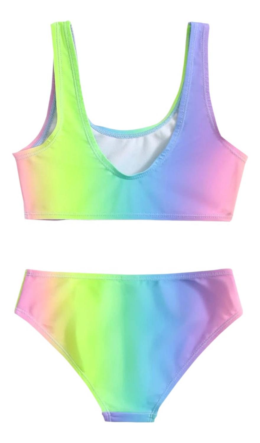 Traje De Baño, Bikini De 2 Piezas Para Niña Arcoíris